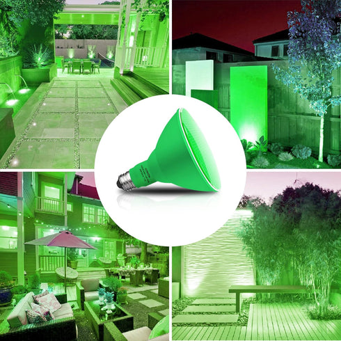 2 Pack PAR38 Green Flood Lights Outdoor, Dimmable 20W (Equivalent to 200W), E26 Base Green LED Light