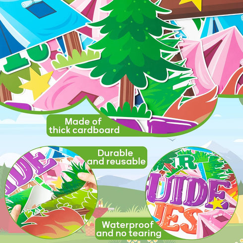 CY2SIDE 74PCS Jesus is Our Guide Cutouts - Bulletin Board Border Sets for Back to School Camping Theme