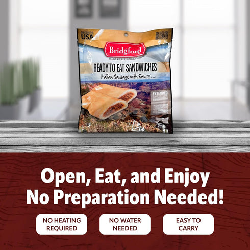 3 Pack Backpacking Bridgford Italian Sausage - Shelf-Stable Survival Food Storage Meals - - Italian Flavored Camping