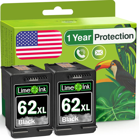 Limeink Remanufactured Ink Cartridge Replacement for HP 62xl Black Combo Pack for HP Envy 7640 Printer