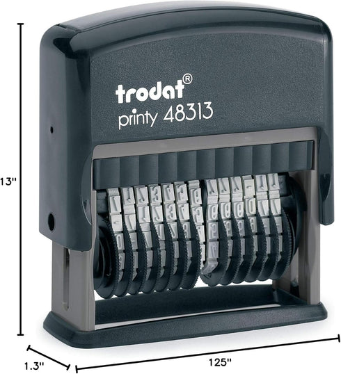Trodat 13-Digit Self-Inking Numberer Rubber Stamp, 0.125" x 1.3", Non-Customizable, Black
