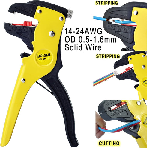 DOWELL Wire Stripping Tool Wire Stripper Cutter 14-24AWG for Flat Ribbon Cable Wire Electrical Automotive Repair HY040701N