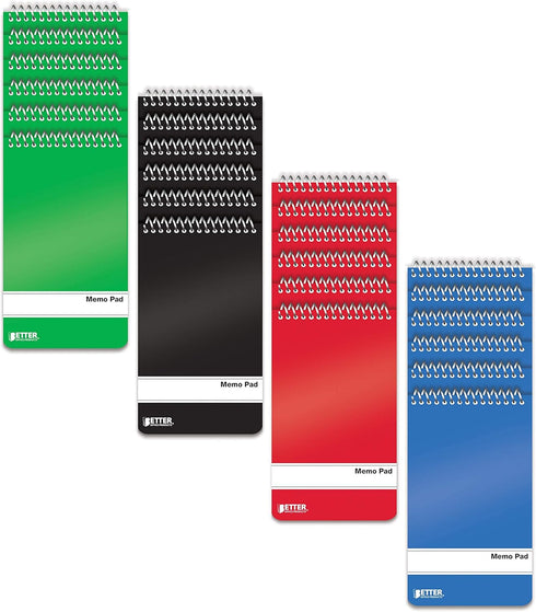 Better Office Products Spiral Memo Pads, 24 Pack, 3 x 5 inches, 60 Sheets, College Rule, Assorted Colors