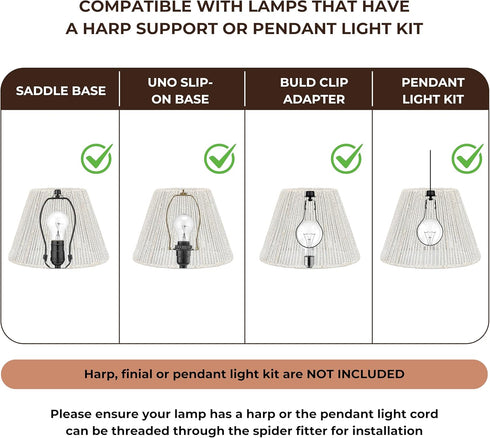 Wicker Seagrass Lamp Shade, Rustic Farmhouse Bell Lampshade Replacement for Table and Floor Lamps, Rattan Pendant Light