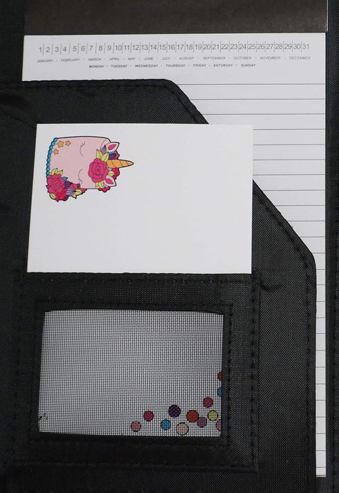 8x6 Set Lex Sefi Funny Unicorn Black Padfolio Rainbow Pride Inspirational Office Organizer Notepad Stationary Gift