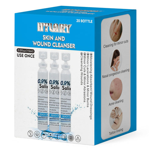 20-Pack 0.9% Sterile Saline Solution, Skin and Wound Cleanser, Sodium Chloride Wound Wash & Nasal Rinse