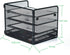SETTFRFE 4-Tier Mesh Paper Letter Tray, Desk Organizer with Sliding Drawer, Black Office Supplies for Home Office