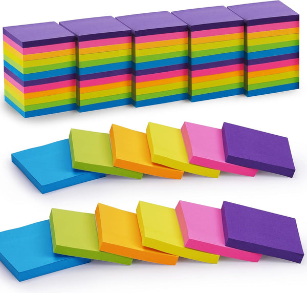 Sticky Notes Bulk, Woswel Sticky Notes, 3 x 3 in, 60 Pads, 85 Sheets/Pad, 6 Bright Colors, Self-Stick Notes for Home