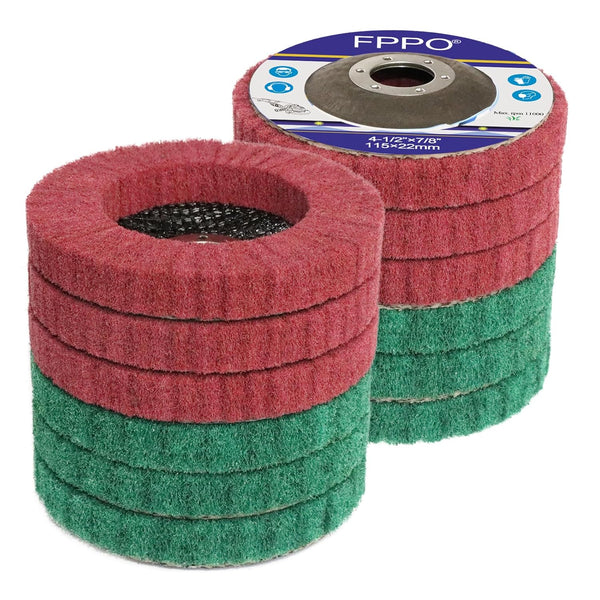 12Pcs 4.5" x 7/8" Nylon Fiber Flap Disc, Polishing Grinding Wheel for Angle Grinder, Buffing Tools