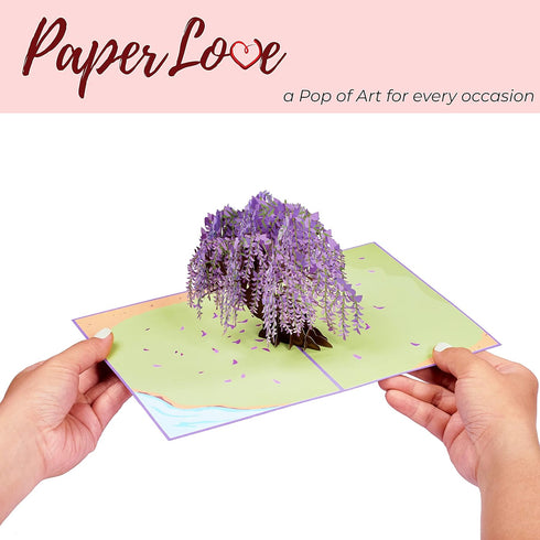 Paper Love 3D Wisteria Tree Pop-Up Cards - Gift for Birthday, Anniversary, Thank You, All Occasions - 5" x 7"