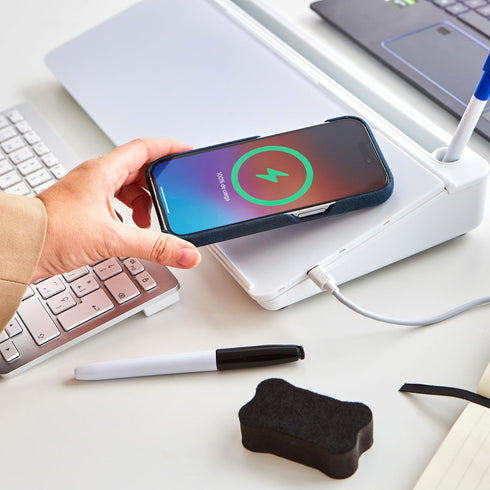 Garood Desktop Whiteboard with Wireless Charger, Fast Charger Desk Organizer, Phone Holder, 15.8 x 7 x 2 inches