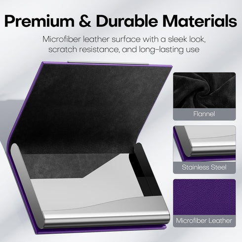 Padike Business Card Holder, Professional PU Leather & Stainless Steel Multi Card Case for Men & Women