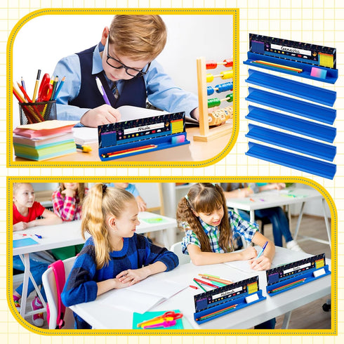 PerKoop 10 Pcs Classroom Desk Name Plates Holder Set, Index Cards Storage for Kids Desk Accessories, Desktop Helper