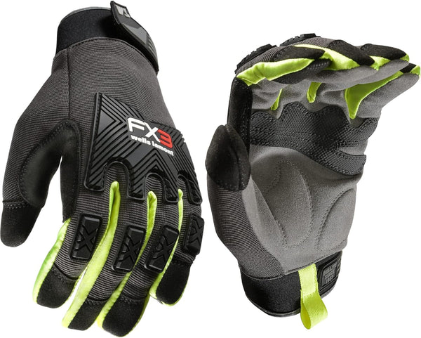Wells Lamont Men s FX3 Impact Protection Gloves with D30 Protection, XX-Large, Black and Hi-viz Yellow