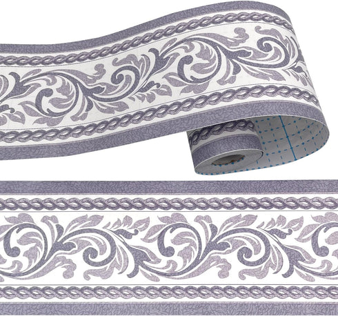 Yifely Moistureproof PVC Wallpaper Border, Peel & Stick Scroll Wall Borders Sticker for Home Decor