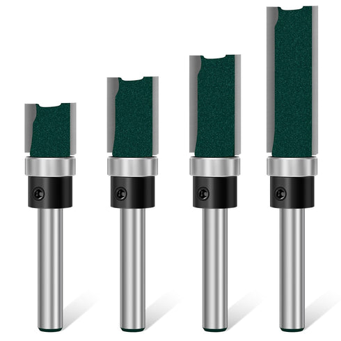 Flush Trim Router Bit Set 4 Pcs Straight Cut Router Bits 1/4