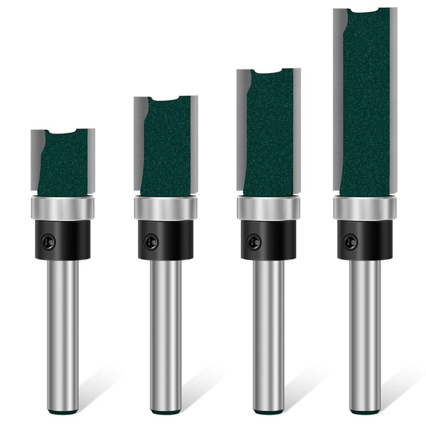 Flush Trim Router Bit Set 4 Pcs Straight Cut Router Bits 1/4