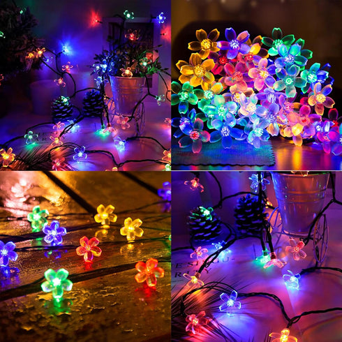 Selarlyt Outside100 Solar String Lights for LED Solar Flower Lights Outdoor Waterproof Solar Powered Outdoor Decorative