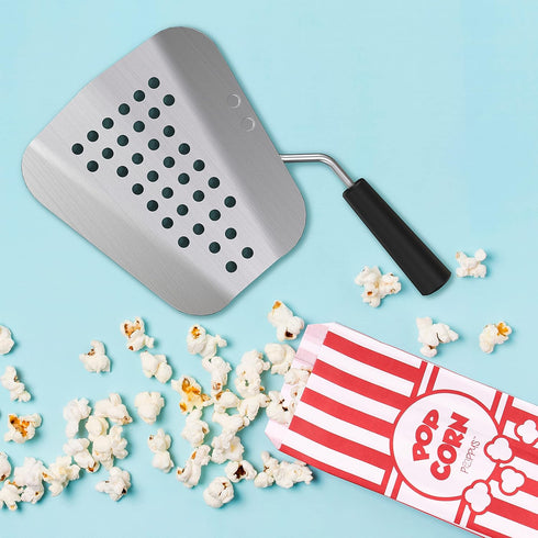 Poppy's Large Aluminum Popcorn Scoop - Kernel Sifting Speed Scoop for Home and Commercial Use