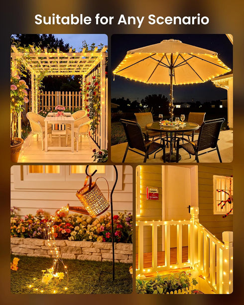4 Pack 132Ft 400 8 Minetom Solar String Lights, Total LED Solar Fairy Lights Outdoor Waterproof, Modes Firefly Starry