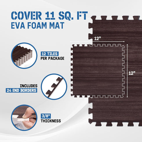 Yes4All 11,22,32 EVA Interlocking Mats, Puzzle Floor Tiles, Foam Floor Padding with Border for Furniture, Home Space