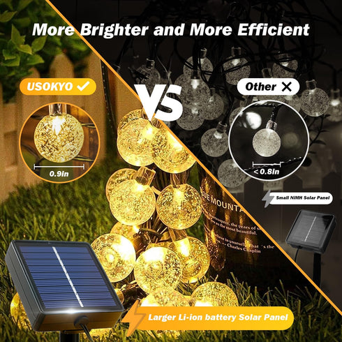 2 Pack 120LED 72FT 8 USOKYO Solar Lights Outdoor Waterproof, Total Solar String Lights for Outside with Modes, Outdoor