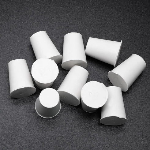 10 Pcs White Solid Rubber Stoppers 2# Tapered Lab Rubber Plugs for Sealing, 20mm x 15mm x 26mm