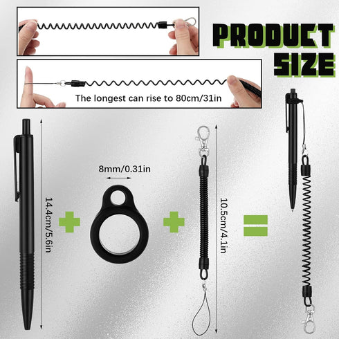 Ctosree 20 Sets Secure Pen with Adhesive Pen Chain and Silicone Ring Pocket Badge Reel Security Ballpoint Pens Counter Pen for Office Workers Nurses Teachers Colleagues by Ctosree