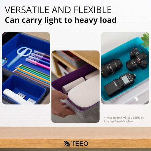 Teeo Felt Drawer Organizer, Desk Accessories for Office Organization, Kitchen Organizer, Jewelry Tray, Pack of 9 (Royal