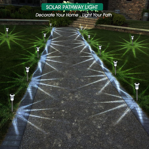 15 Pack Eyrosa Solar Lights Outdoor, Waterproof Stainless Steel Solar Stake Lights for Pathway Garden Yard Path Walkway