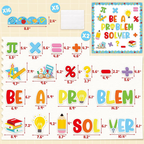 Maths Bulletin Board Set, 54PCS Math Symbols Paper Posters for Back to School Classroom Decoration Ideas