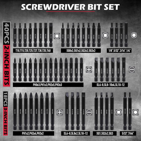 232-Piece Set, Set Ultimate Screwdriver Bit Cr-V Impact Driver Bit Includes Security Bits,Nut Driver, Ratchet Wrench