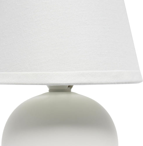 LT1196-OFF-2PK 8.66" 2-Pack Set Simple Designs Chic Little Globe Ceramic Table Lamp with Matching Tapered Shade