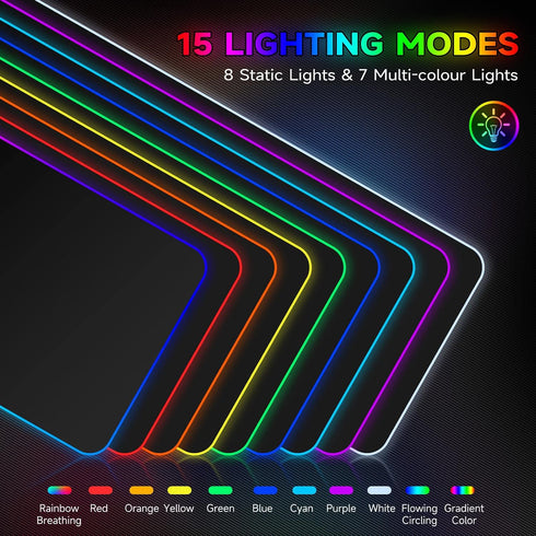 Hcman RGB Gaming Mouse Pad - Large LED Light Mousepad with Non-Slip Rubber Base (31.5 x 12 Inch)