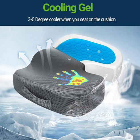Tailbone Season Guard Gel Seat Cushion Office Chair Cushion Non-Slip Gel Memory Foam Coccyx Cushion for Pain - Desk