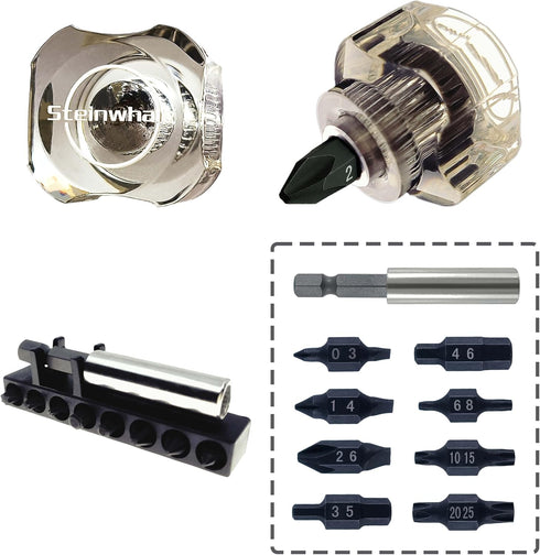 10in1 Short Stubby Mini Screwdriver for Tight Spots, Double-headed High Hardness S2 Steel Bits
