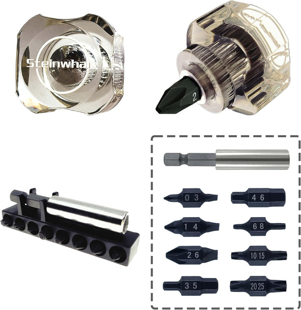 10in1 Short Stubby Mini Screwdriver for Tight Spots, Double-headed High Hardness S2 Steel Bits