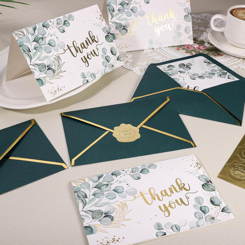 50 Pack 4x6 Inch Thank You Cards with Envelopes, Thank You Cards Bulk Blank Notes Card with Envelopes & Stickers