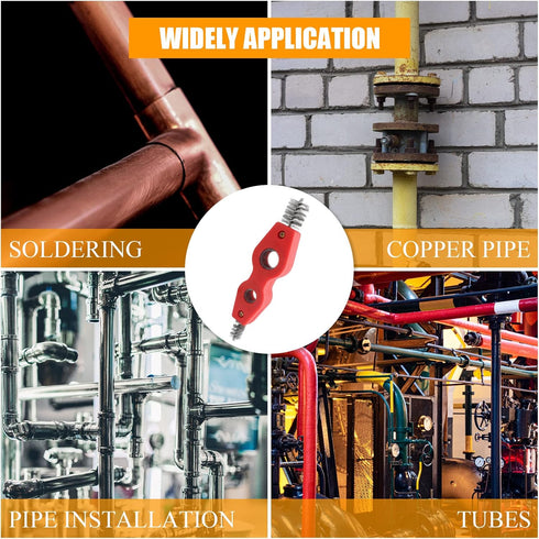 4-in-1 Copper Tubing Brush, Steel Bristles, Deburring Tool for Plumbing Installation, Soldering, and Copper Pipes