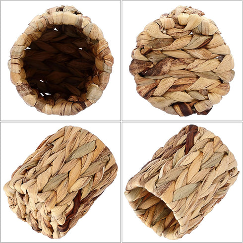 BTSKY 3 Pack Water Hyacinth Pencil Holder, Handmade Wicker Pen Cup for Makeup Brushes and Office Accessories