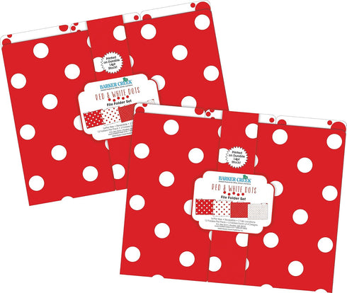 Red & White Dot File Folders, 24 Set, 14pt Stock, Multi-Design, Letter Size, 1/3 Cut Tabs by Barker Creek