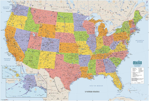 House of Doolittle 38 x 25 Inch Write On/Wipe Off Laminated United States Map (HOD721)