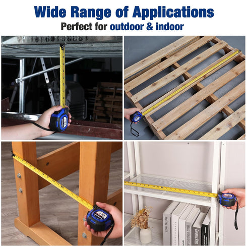 WORKPRO 25FT Auto-Lock Tape Measure, 1/8 Fractions, Easy Read, Double Stop Measurement Tape with Magnetic Hook