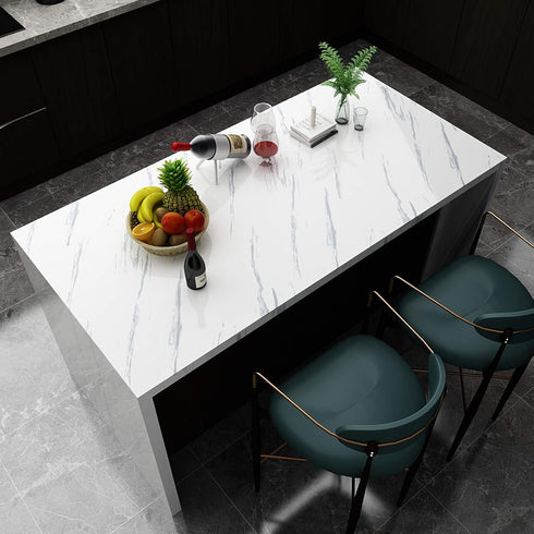 Livelynine Marble Contact Paper, Waterproof Peel and Stick Wallpaper for Kitchen Countertop, White Cabinet Cover