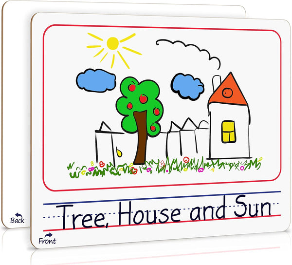 Double Sided Whiteboard 9”x12” Story Lined Dry Erase Board for Kids Writing Board, Practice Drawing for Age 3-5
