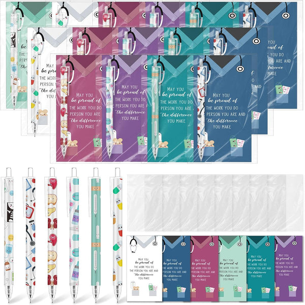 Sayglossy 144 Sets Nurse Week Appreciation Gifts Bulk Inspirational Cute Funny Cartoon Black