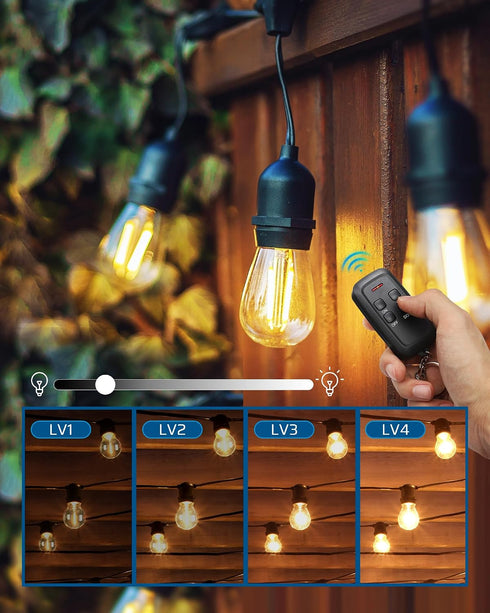 Dimmer Dimmable 100FT Dimmer Dimmable Bulbs DEWENWILS Outdoor for String Lights, Two-Remote Control Plug, Range