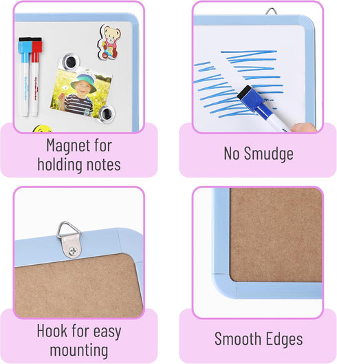 Mr. Pen Dry Erase Board, 12.5" x 9.5", with 8 Dry Erase Markers and 2 Board Magnets, Small White Board