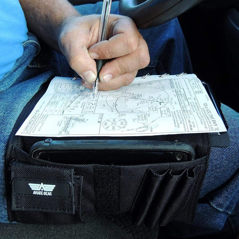Performore Pilot Kneeboard - Includes Clipboard, Knee Strap & 7 Rings, Secure Aviation Knee Board for Professionals