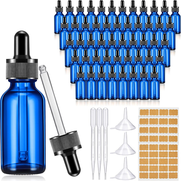 Lallisa 100 Pack Essential Oil Dropper Bottles, 30 ml Glass with Eye Dropper Dispenser, 5 Funnels, 5 Pipettes, 100